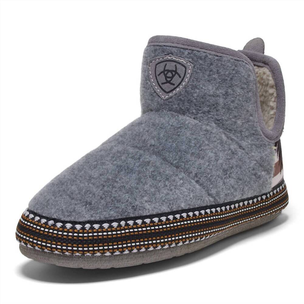 NEW ARIAT women's southwest wool blend bootie slippers in charcoal